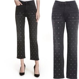 FRAME Le High Denim Black Straight Leg Studded Jeans Denim Size 34
